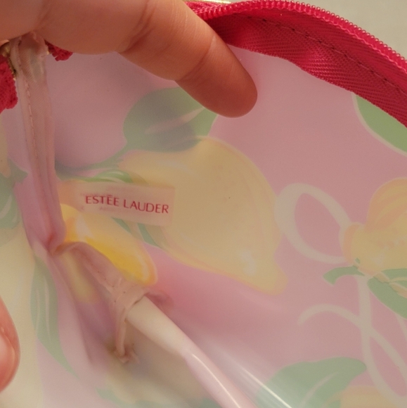 Lilly Pulitzer/Estee Lauder NWOT Small Plastic Make-Up Bag PINK W/LEMONS - Picture 10 of 11